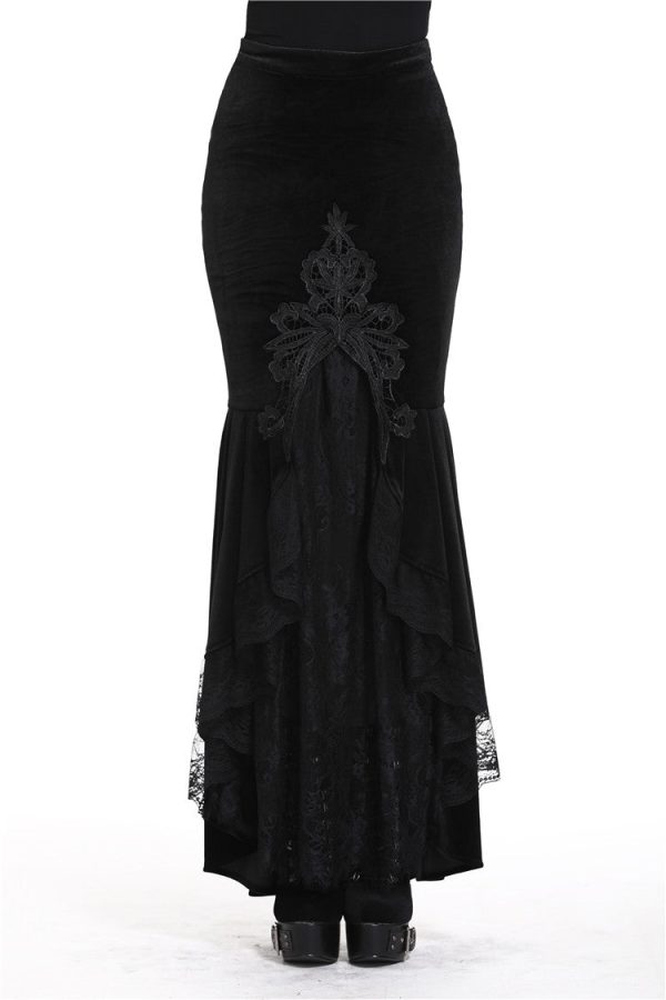 Amelia Gothic Velvet Lace Skirt by Dark In Love Online Sale