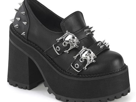 ASSAULT-38 Skull Strap Studded Loafer Shoes by Demonia Fashion