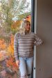 Elisa Ribbed Knit Striped Sweater | Greige on Sale