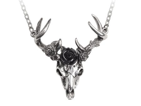 White Hart, Black Rose Necklace by Alchemy Gothic For Discount