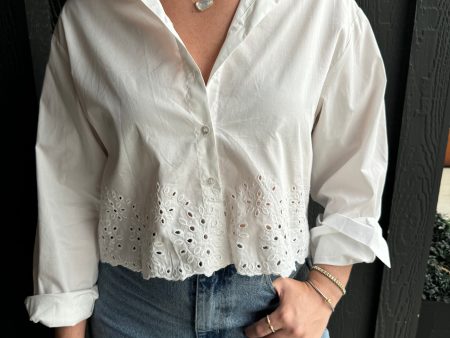 White Blouse with Lace For Discount