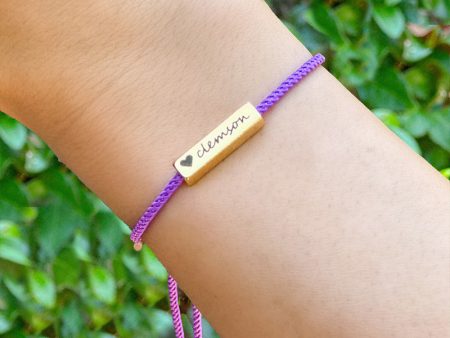 Adjustable Cord Clemson Bracelet - Purple Cheap