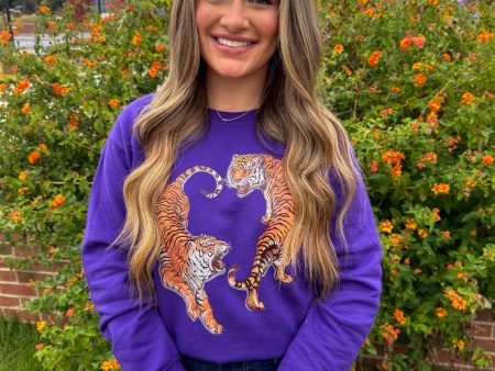 Tiger Love Sweatshirt - Purple Discount