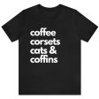 Coffee Corsets Cats & Coffins Top by The Dark Side of Fashion For Cheap