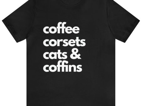 Coffee Corsets Cats & Coffins Top by The Dark Side of Fashion For Cheap