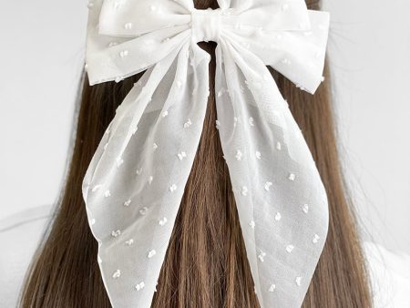 Swiss Dot Butterfly Bow - White Discount