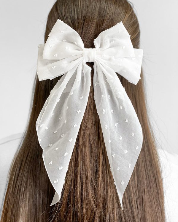 Swiss Dot Butterfly Bow - White Discount