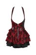 We Are The Freaks Red Plaid Frilly Halter Dress by Dark In Love on Sale