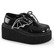 CREEPER-205 Batwing Black Glitter Creeper Shoes by Demonia Discount