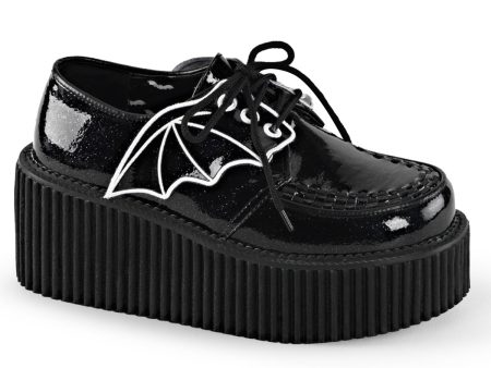 CREEPER-205 Batwing Black Glitter Creeper Shoes by Demonia Discount