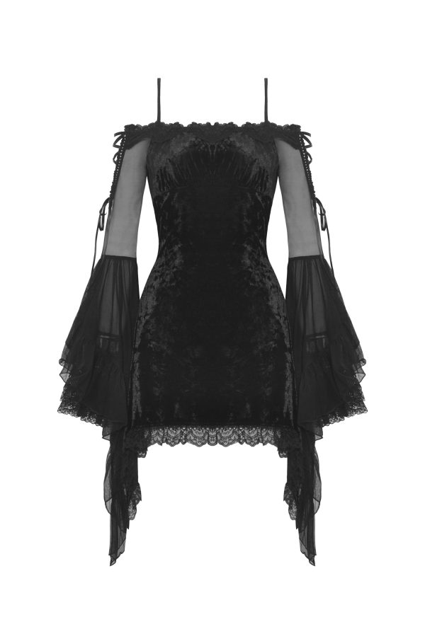 Thorne Gothic Bell Sleeves Velvet Dress by Dark In Love Discount