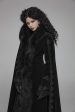 Dark Snow Bunny Faux Fur Trimmed Coat by Punk Rave Sale