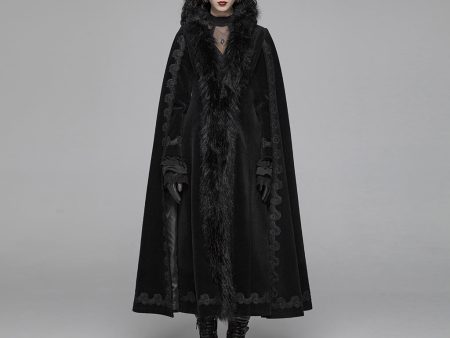 Dark Snow Bunny Faux Fur Trimmed Coat by Punk Rave Sale