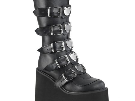 SWING-230 Heart Buckle Boots by Demonia Cheap