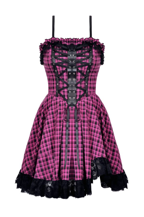 Bratty Pink Plaid Dress by Dark In Love Online