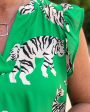 Tiger on the Prowl Blouse - Green Online Hot Sale