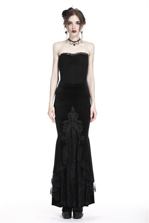 Amelia Gothic Velvet Lace Skirt by Dark In Love Online Sale