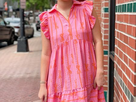 Sweet Summertime Bow Dress - Ruffle Sleeve For Cheap