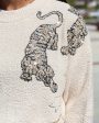 Cozy Sequined Tiger Sweater - Cream Fashion