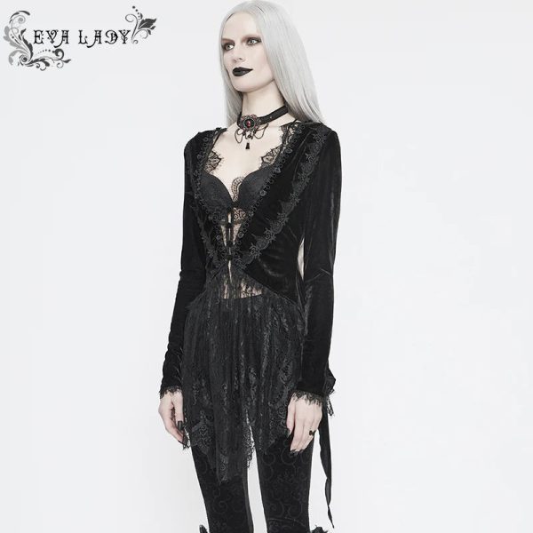 A Slice Of Heaven Velvet Lace Trim Dress Top by Eva Lady Online Hot Sale