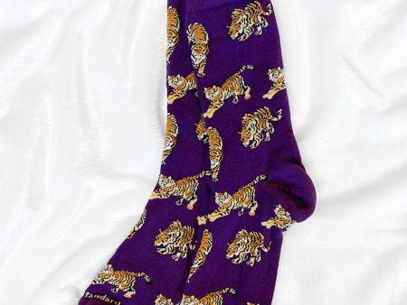 Tigers on the Prowl Mens Socks - Purple Online Hot Sale