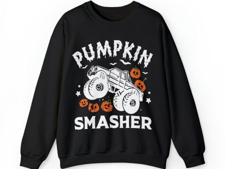 Pumpkin Smasher Monster Truck Crewneck Sweatshirt Top by The Dark Side of Fashion For Cheap