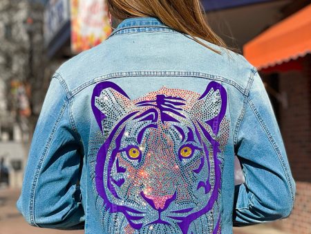 Jeweled Tiger Denim Jacket Online Hot Sale