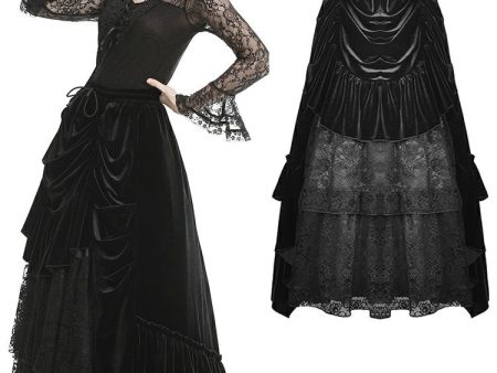 Agnes Gothic Ruffle Velvet Skirt by Dark In Love Online Sale