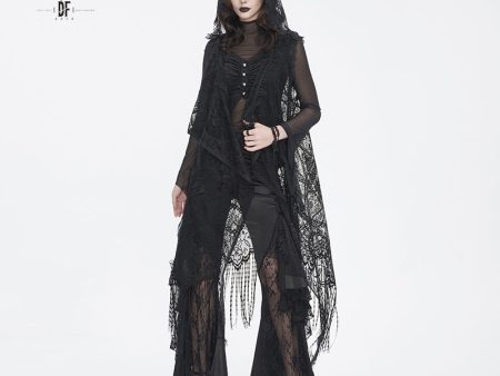 Cordelia Gothic Lace Hooded Tassle Vest by Devil Fashion Hot on Sale