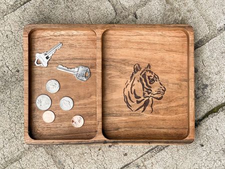 Tiger Etched Wood Valet Tray Sale