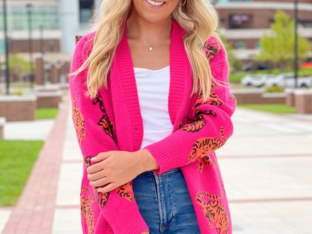 Tiger Walk Cardigan - Hot Pink For Discount