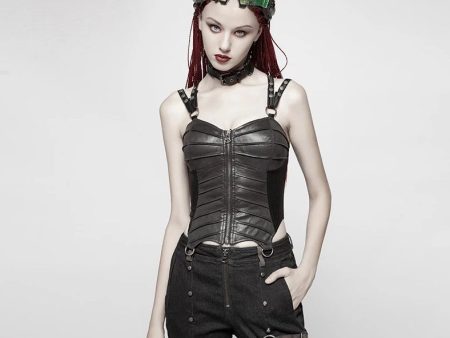 Black Beetle Faux Leather Corset Top by Punk Rave Cheap