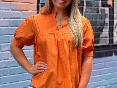 Tangerine Peplum Top For Discount