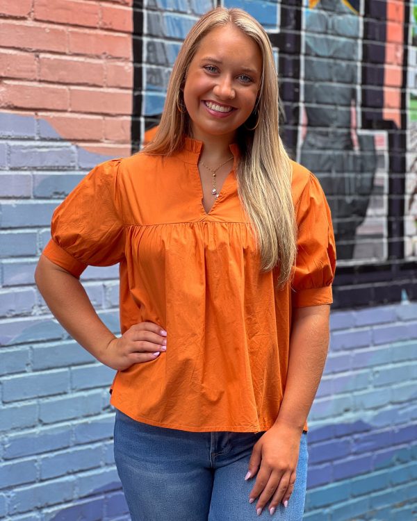 Tangerine Peplum Top For Discount