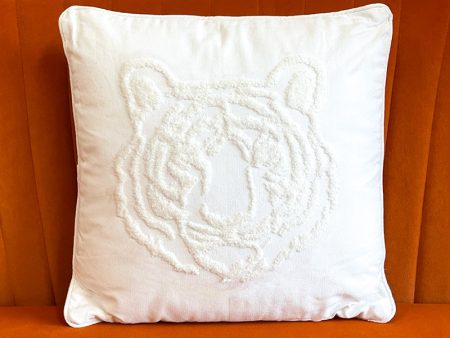 Tiger Embroidered Pillow For Sale