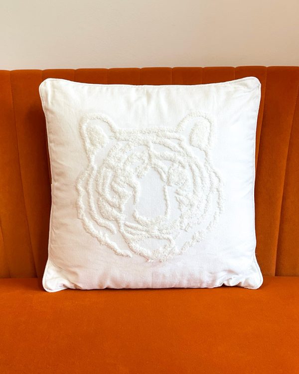 Tiger Embroidered Pillow For Sale