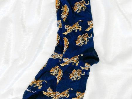 Tigers on the Prowl Mens Socks - Navy Online Hot Sale