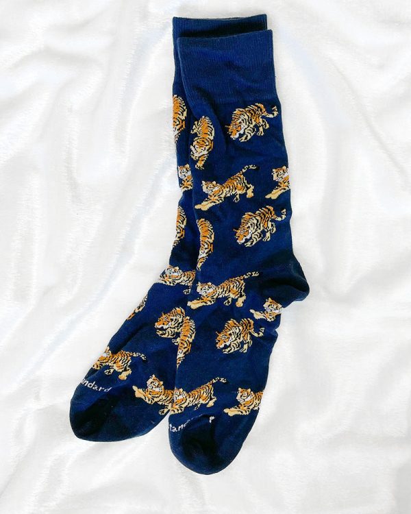 Tigers on the Prowl Mens Socks - Navy Online Hot Sale