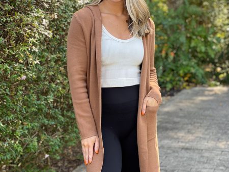 Camel Hooded Cardigan Sale