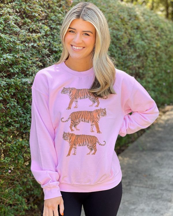 Tigers Spirit Vintage Sweatshirt - Pink Cheap