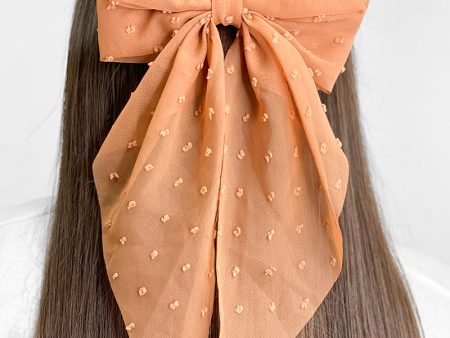 Swiss Dot Butterfly Bow - Camel For Cheap