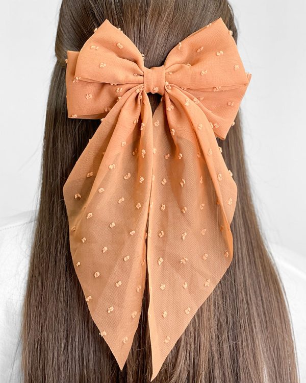 Swiss Dot Butterfly Bow - Camel For Cheap