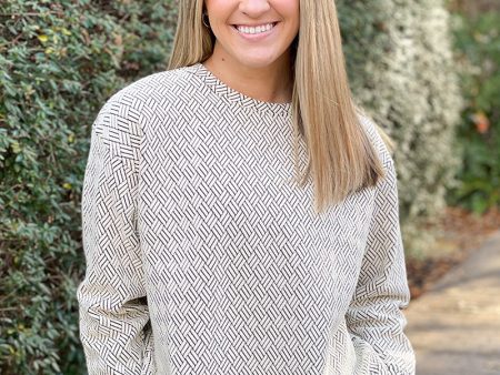 Textured Long Sleeve Top - Neutral For Cheap