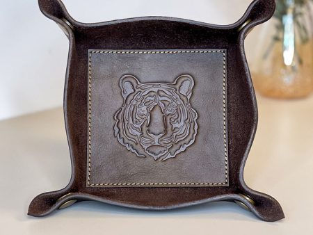 Tiger Leather Embossed Valet Tray Sale