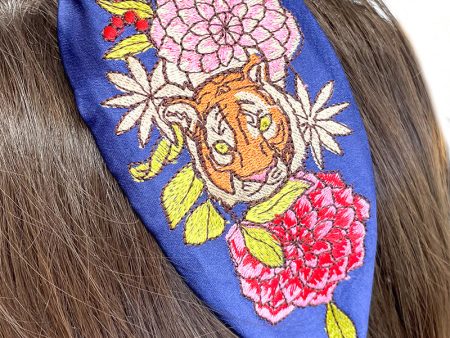 Tiger Embroidered Headband Online Sale