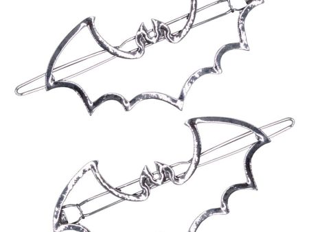 Bat Outline Hair Clips Pair by Kreepsville 666 on Sale