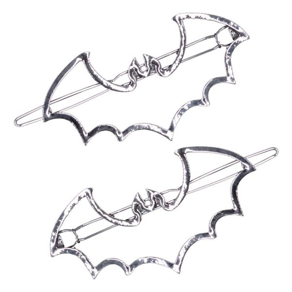 Bat Outline Hair Clips Pair by Kreepsville 666 on Sale