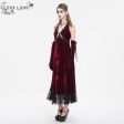 Celeste Red Gothic Velvet Halter Dress by Eva Lady on Sale