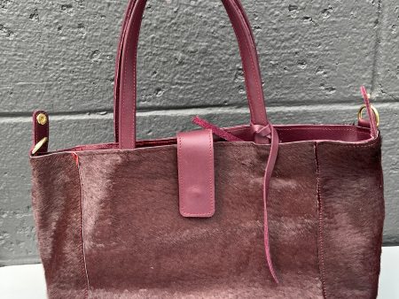 Burgundy Calf Hair Shoulder Bag For Cheap