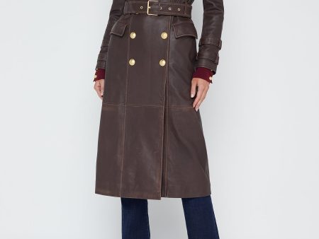 Celina Leather Trench Coat Hot on Sale